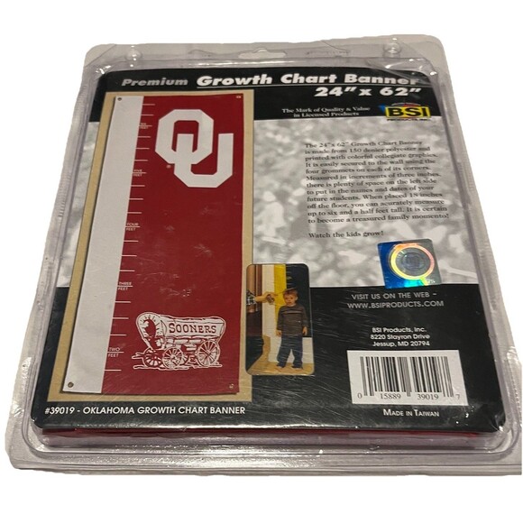 OU Oklahoma Sooners Premium 24 x 62" Growth Chart Wall Hanging Team Banner BSI - Picture 1 of 6